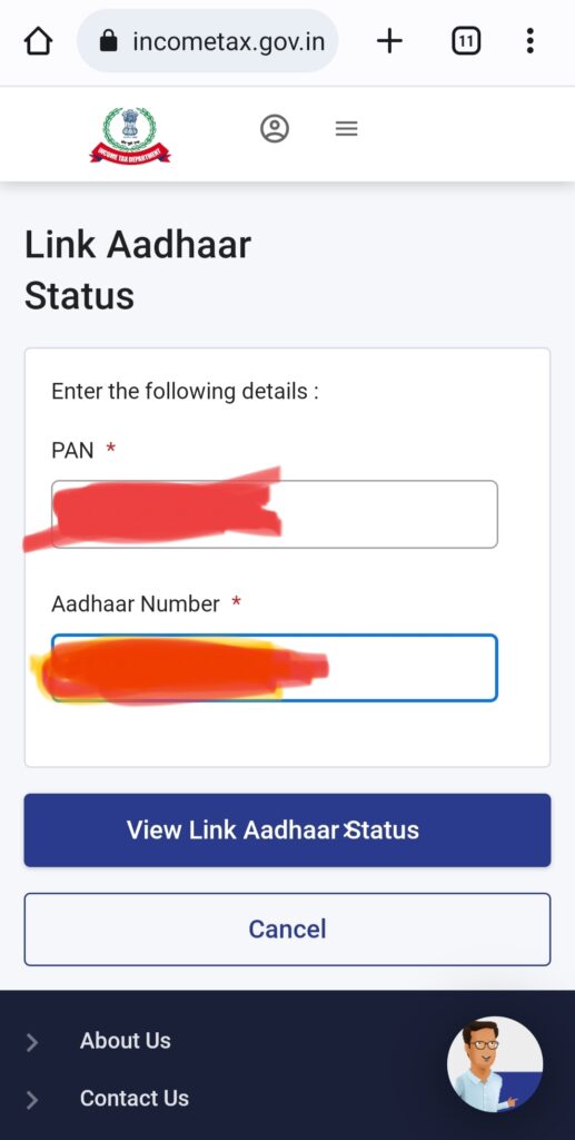 how to check Pan Aadhar link status ?