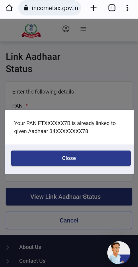 how to check Pan Aadhar link status ?